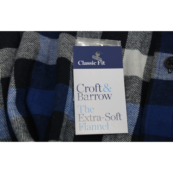 Croft and Barrow Mens Blue Long Sleeve Extra Soft Flannel Collared Size S - Picture 5 of 6